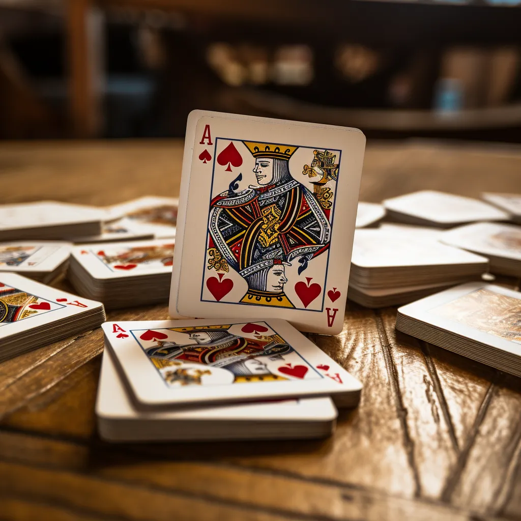 card games about to be played with a deck of cards and two aces visible
