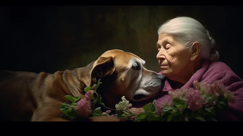 a senior citizen and her dog