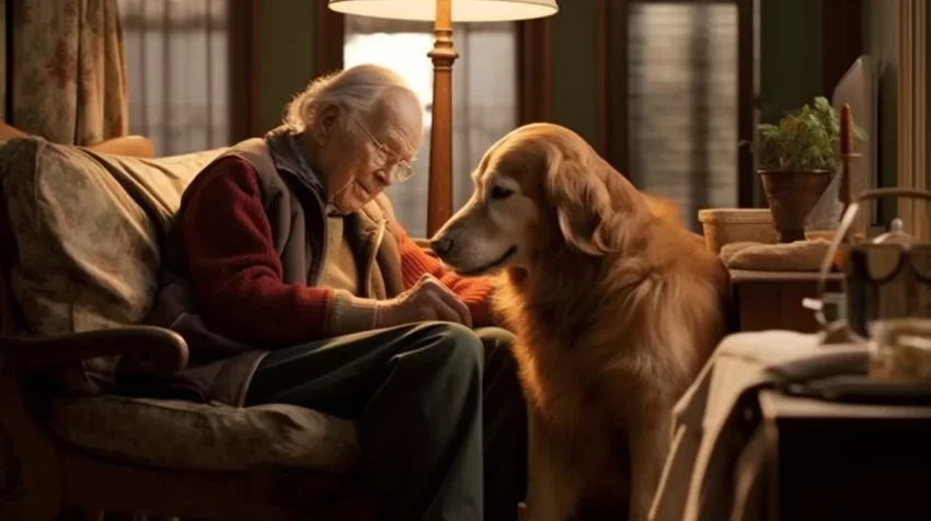 a senior citizen and their dog