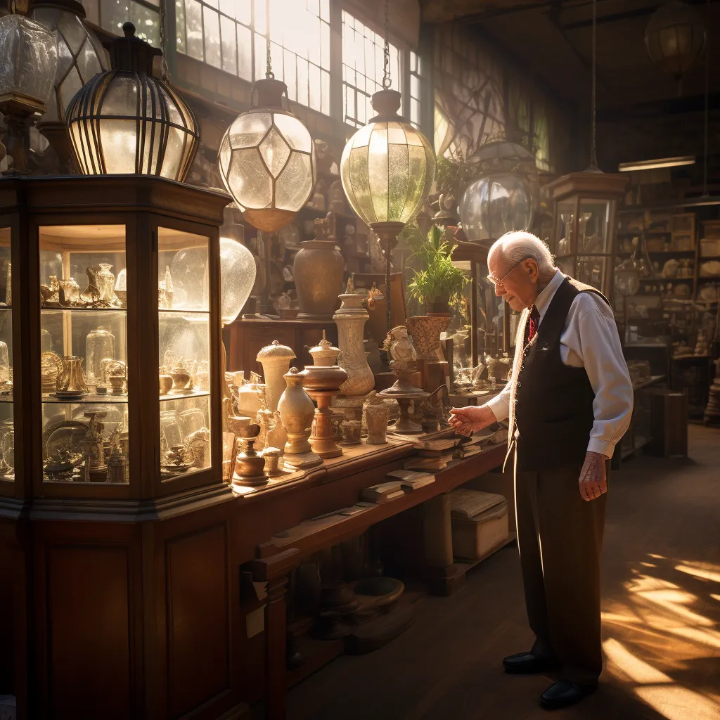 a man browsing an amazing antique store