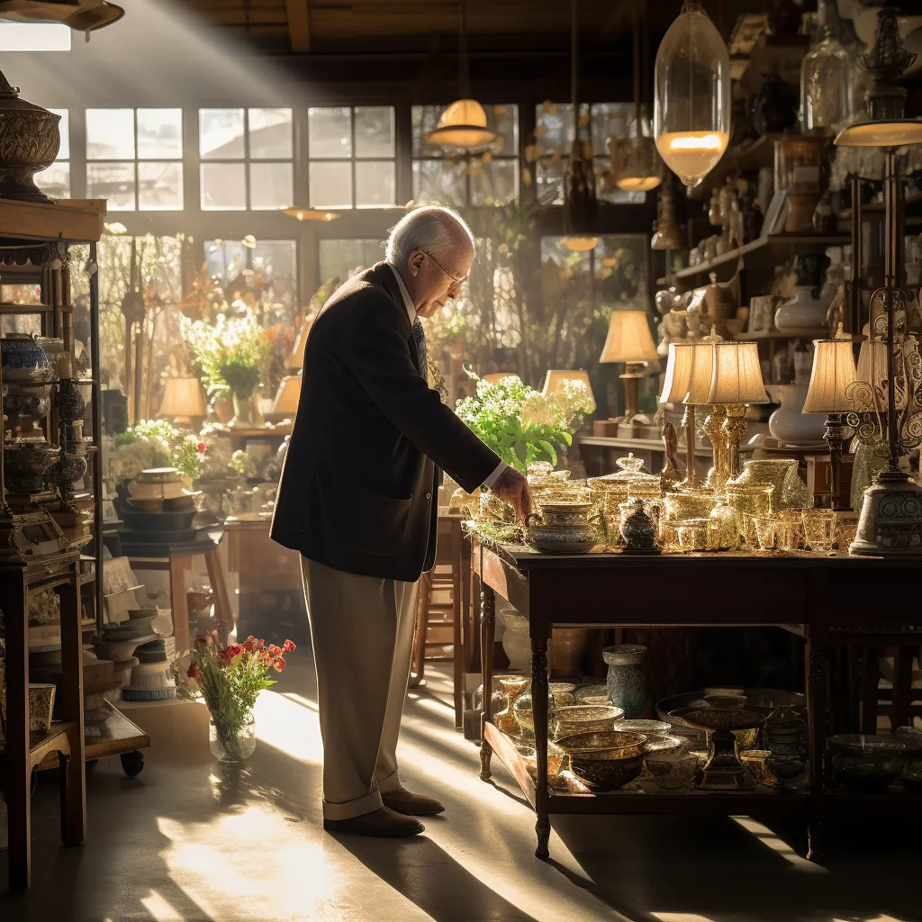 a man browsing an amazing antique store