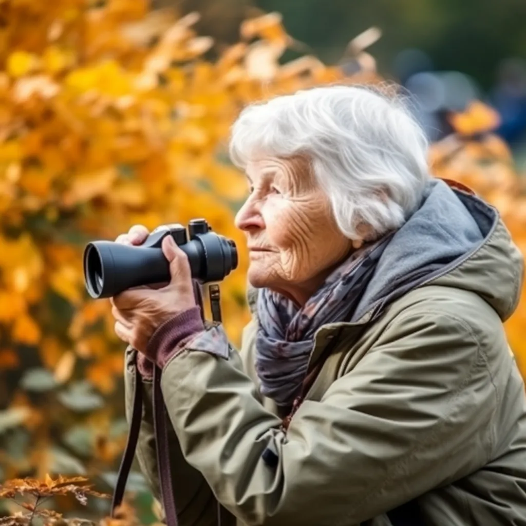 a woman birdwatching