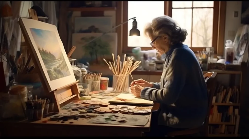 a woman using art therapy