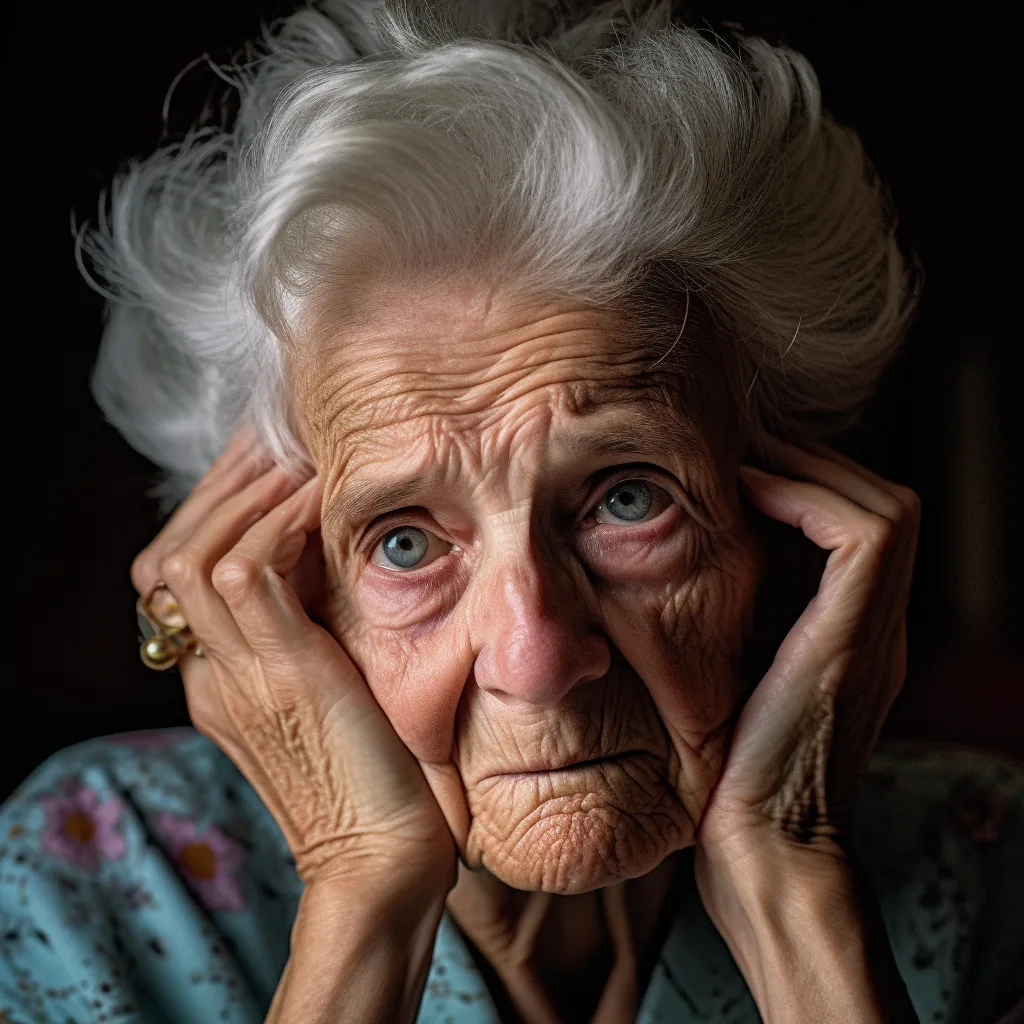 a stressed out elderly woman