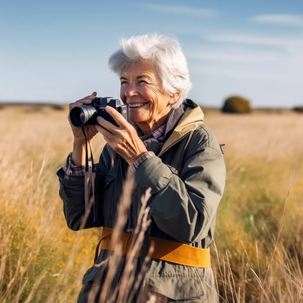 a senior woman with a camera