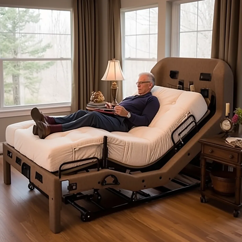 a man in an adjustable bed
