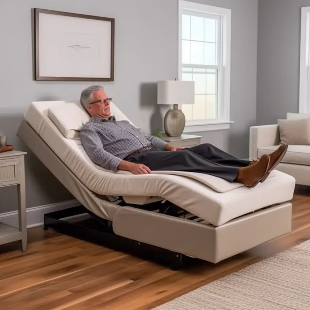 a man sitting semi-upright in a bed