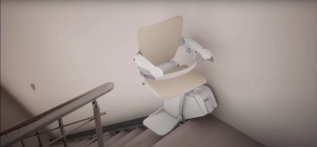 a stairlift rotated to allow access