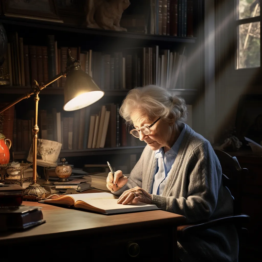a senior woman studying in a lifelong studying pursuit