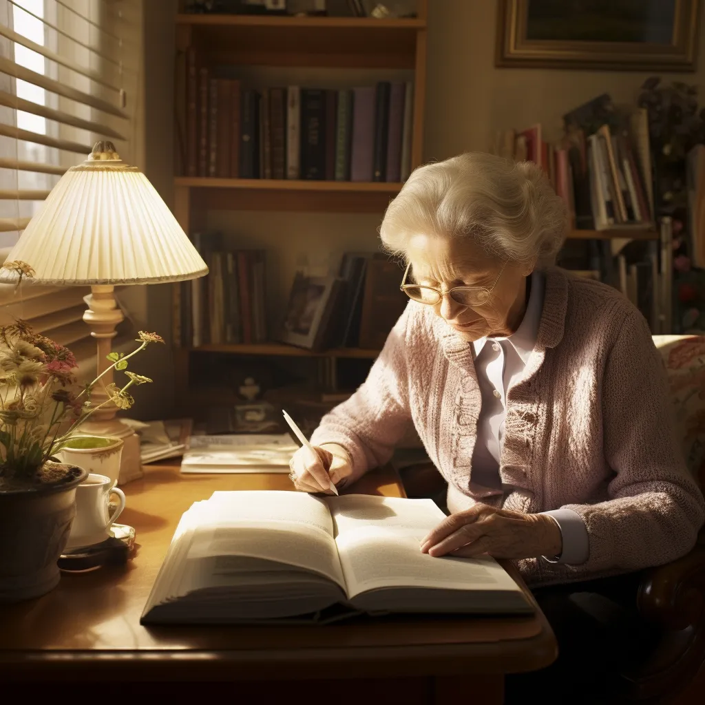 a senior woman using lifelong learning and studying