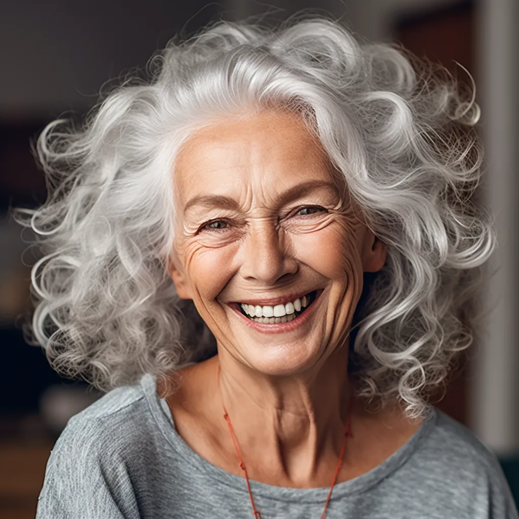 a skincare example of a smiling elderly woman