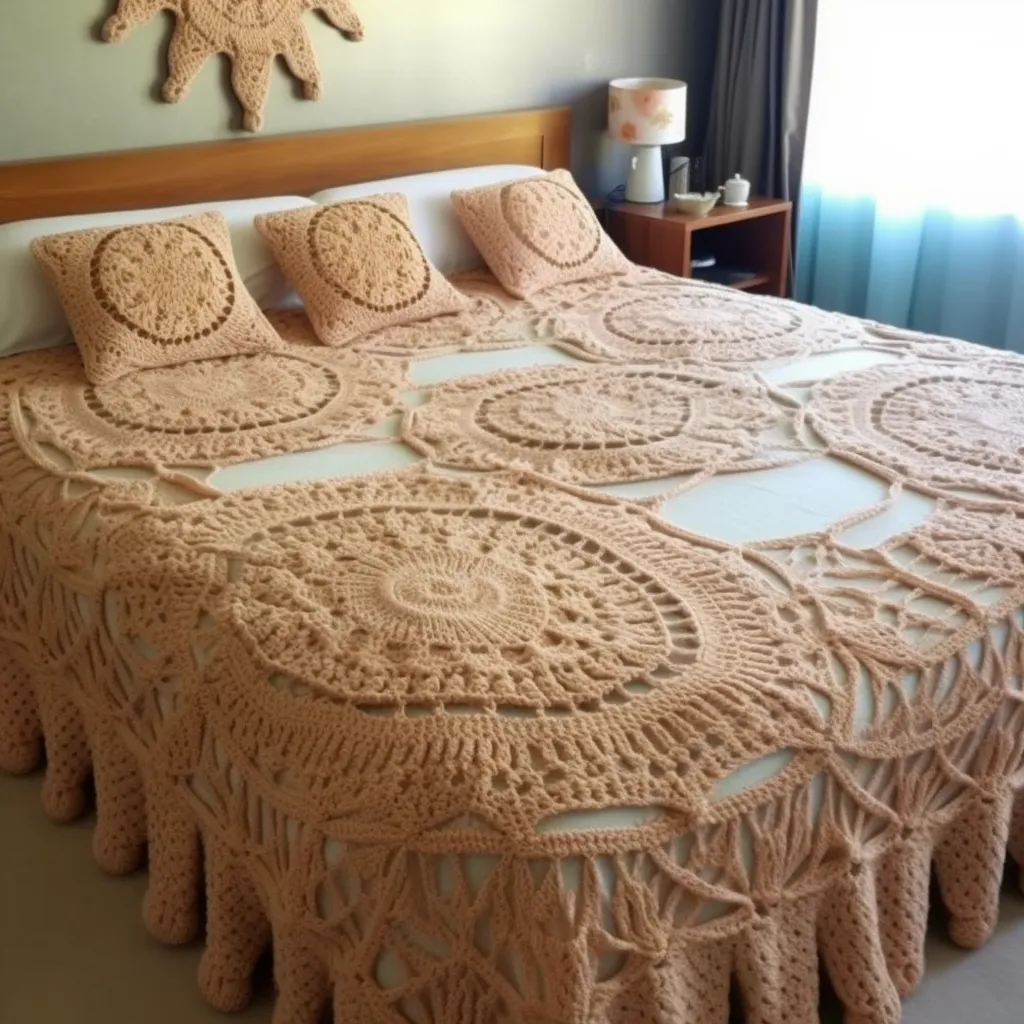 a bedspread with heavy work
