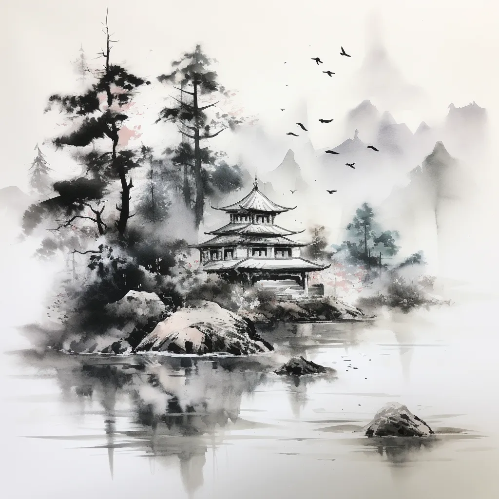 a japanese ink-wash painting