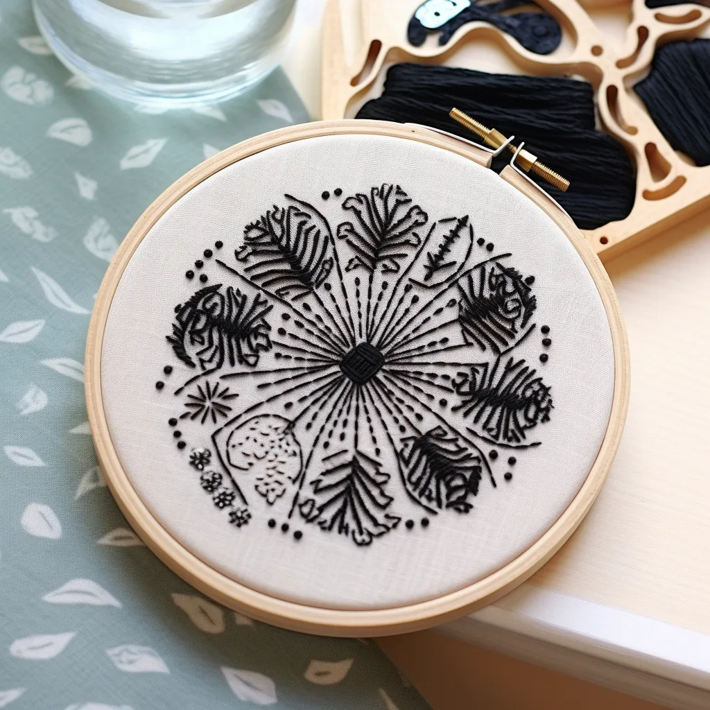an intricate blackwork embroidery pattern