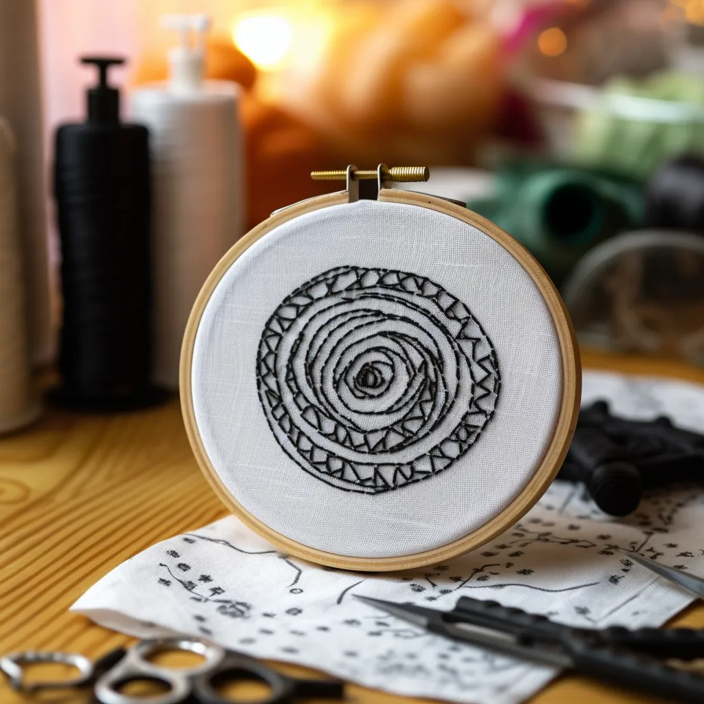 a circular blackwork embroidery pattern