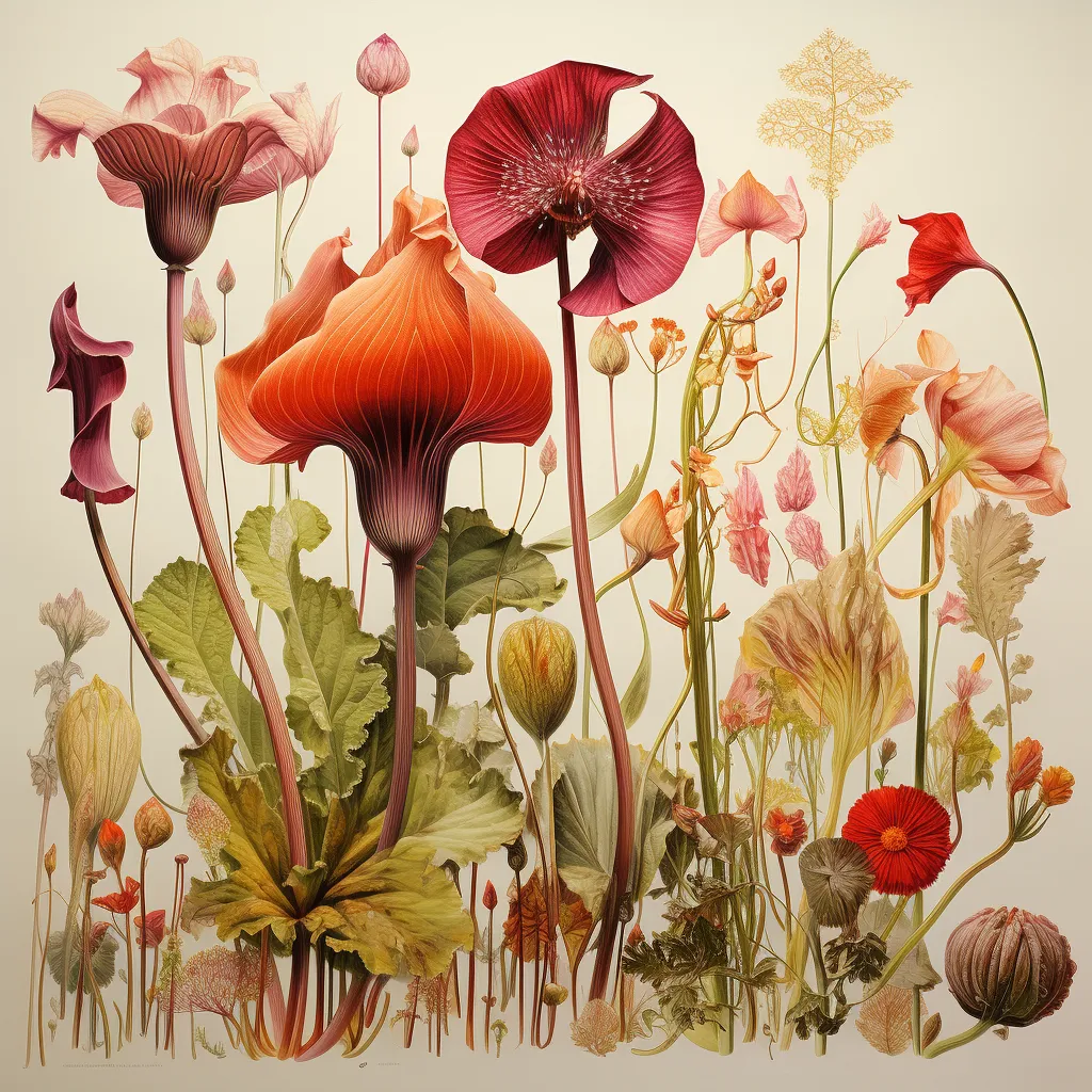 botanical illustration of flowers in bloom