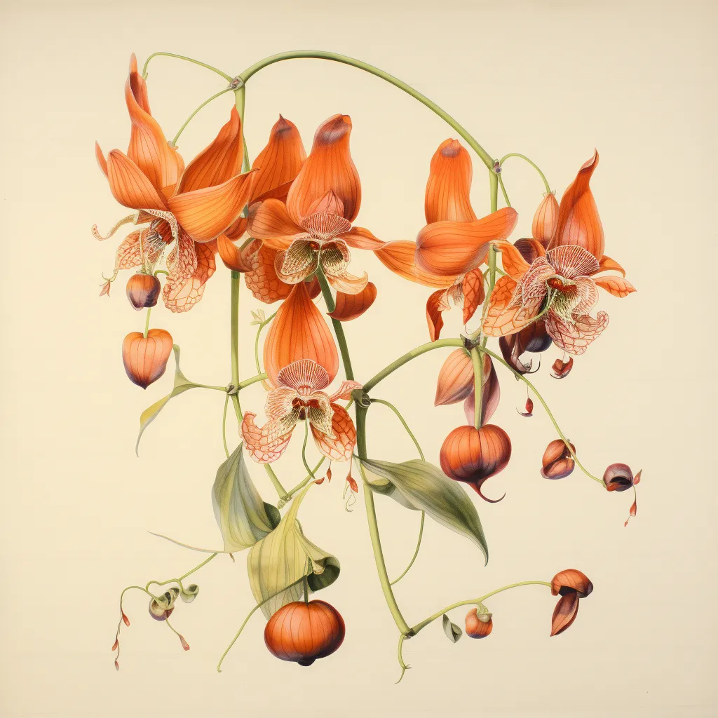botanical illustration of orange hanging flowers
