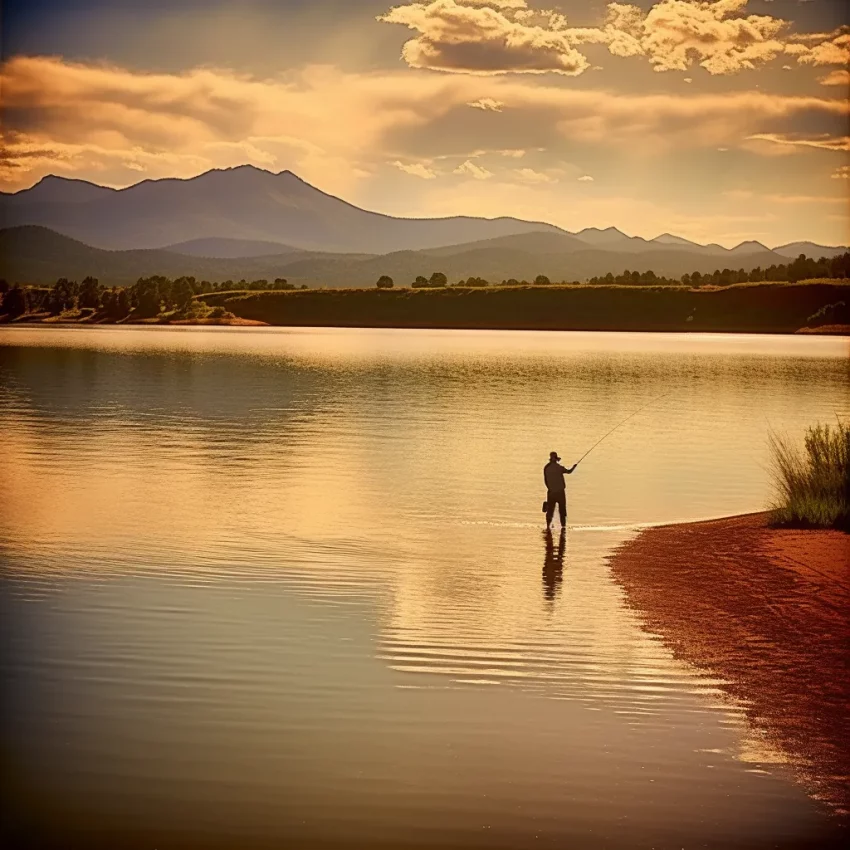 A man on the water fishing in Colorado