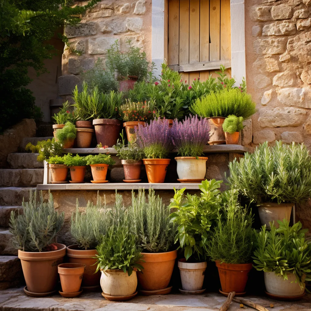 Mediterranean Herbs planted in pots