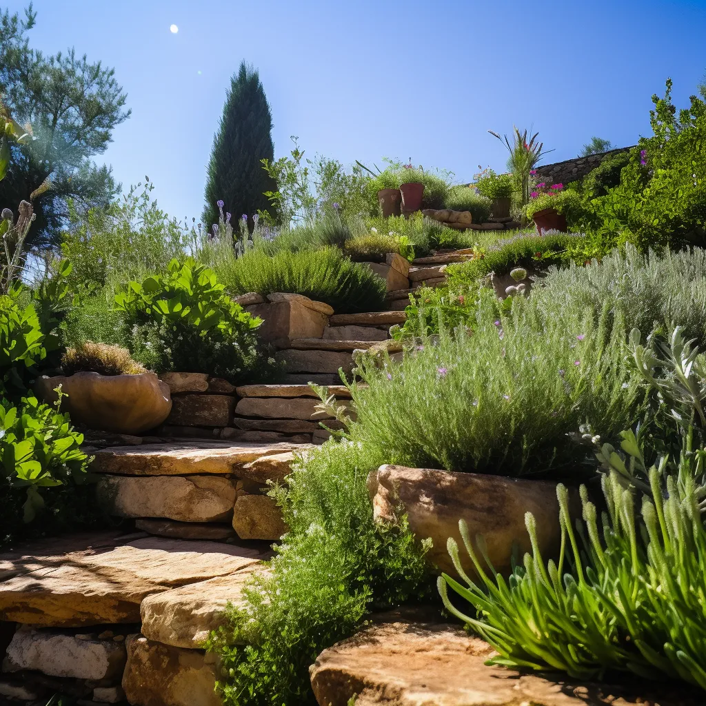 Mediterranean Herbs garden steps
