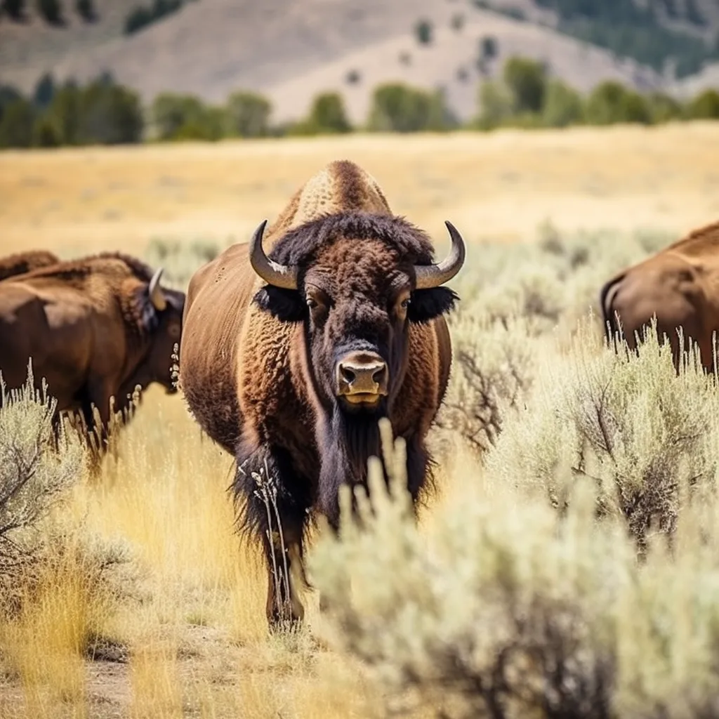 Nature Photography of a Herd of North American Buffalo