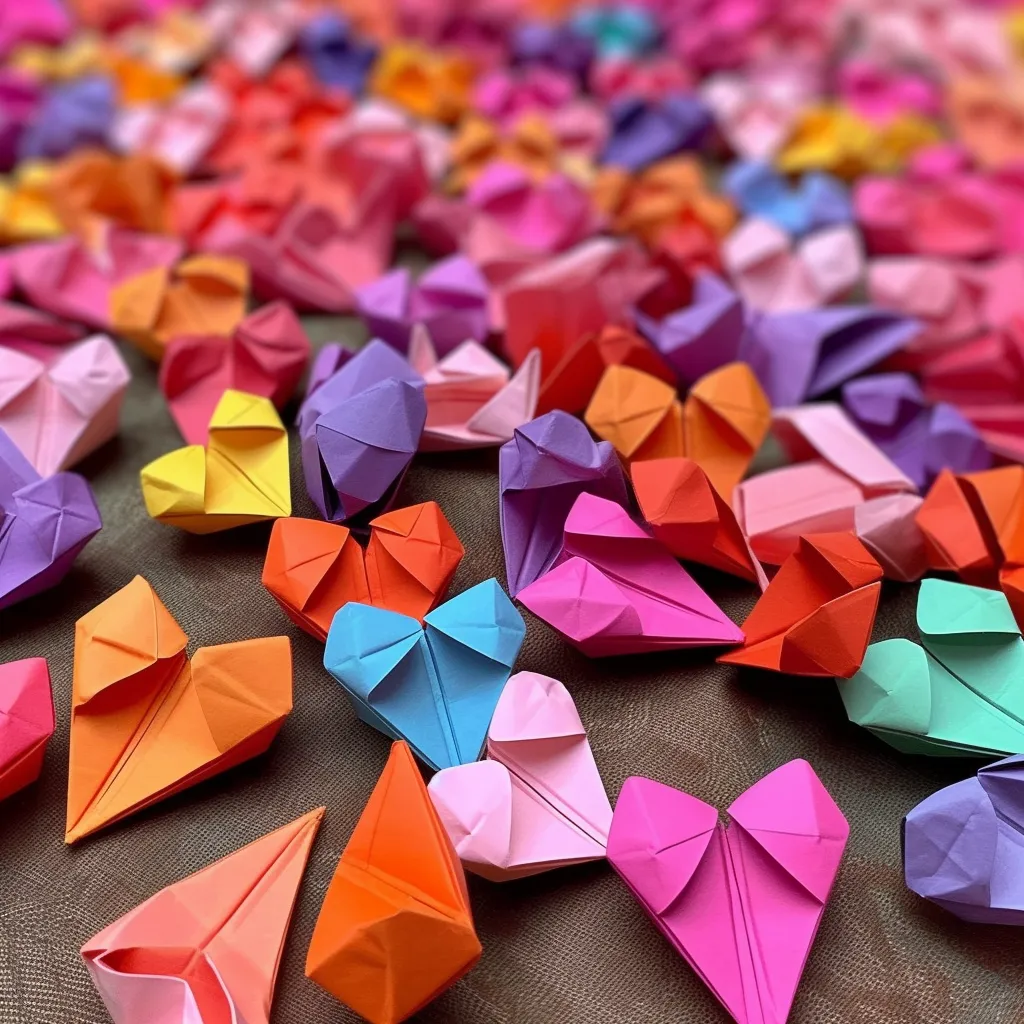 folded paper hearts