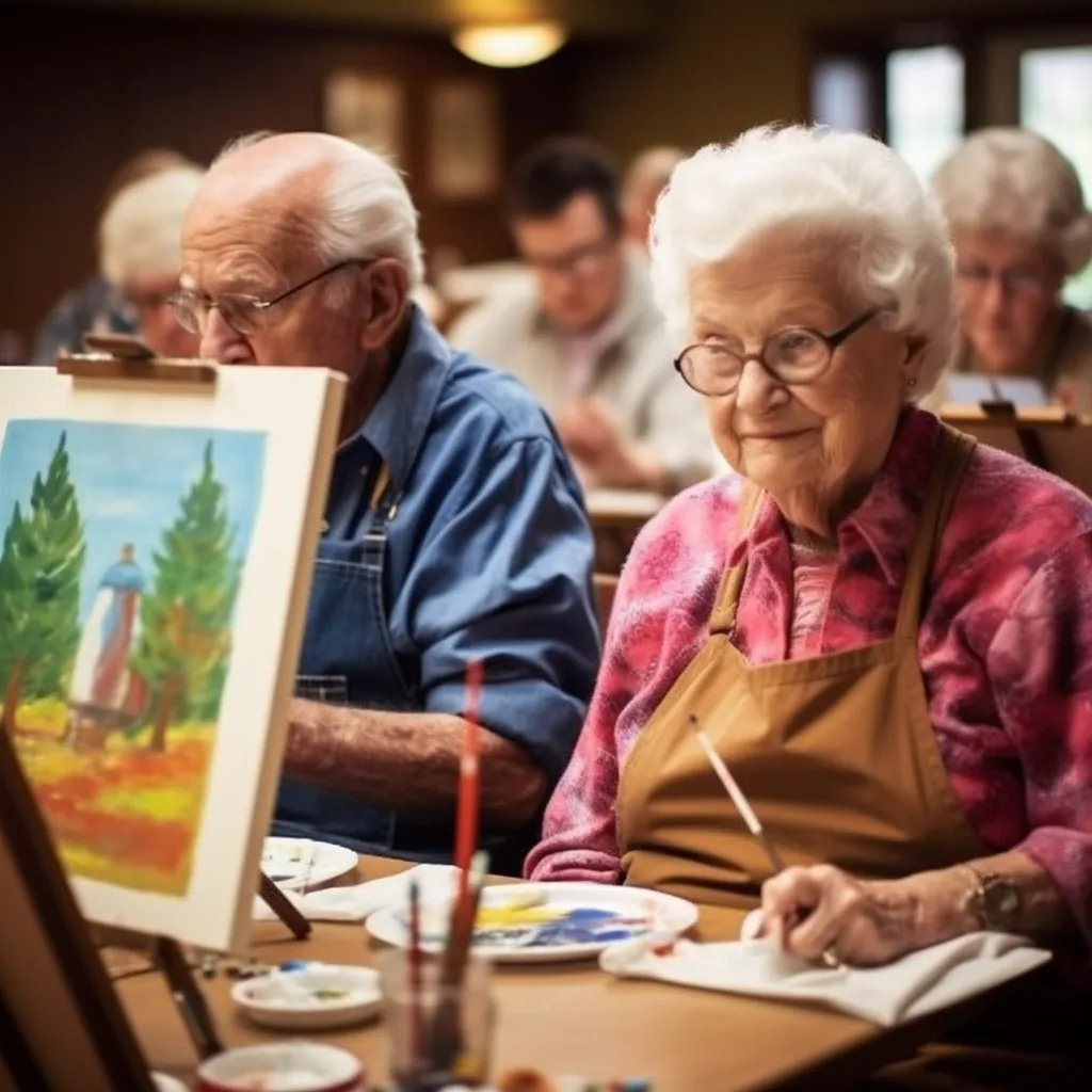 seniors painting in a group