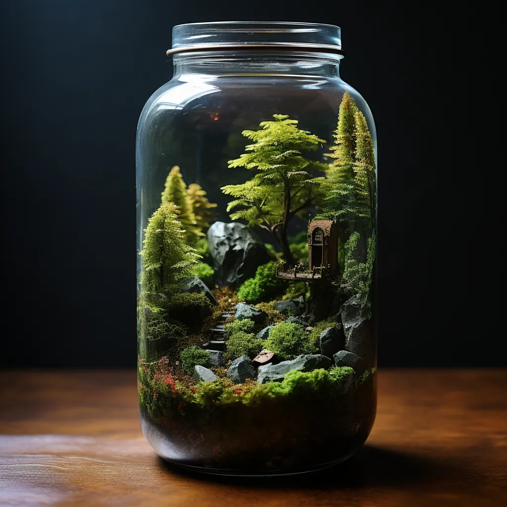 a terrarium in a glass jar
