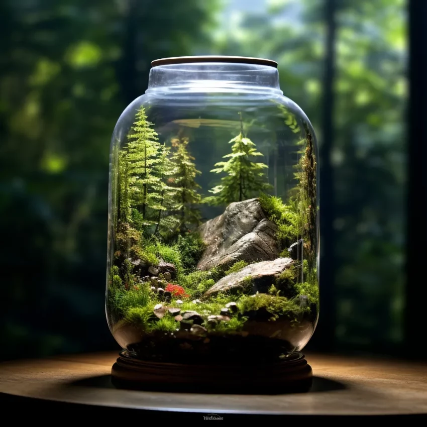 a terrarium in a jar